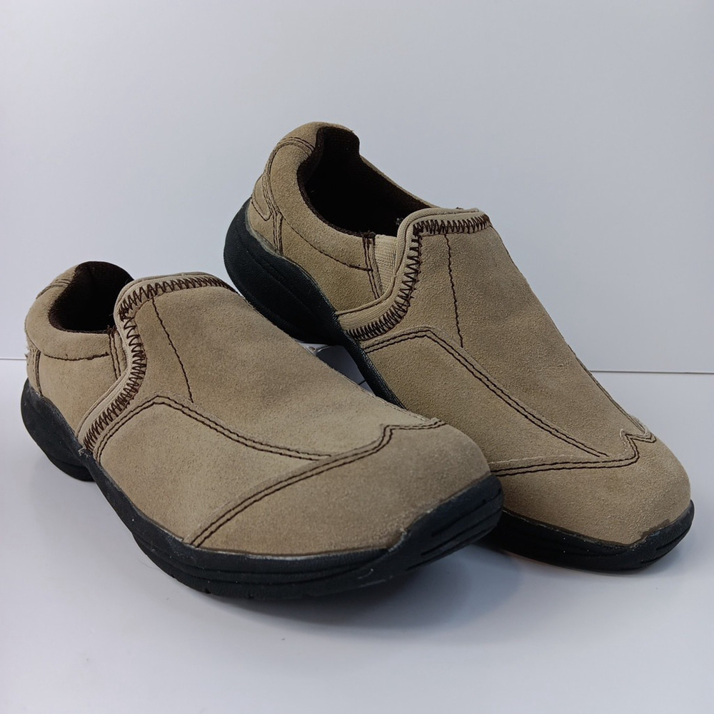 Size 5 Real Leather Nevada Julie Womens Slip On Shoes Beige No Laces Needed!